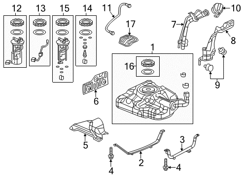 2012 Honda Civic Fuel Injection Injector Assembly, Fuel Diagram for 16450-RMX-003