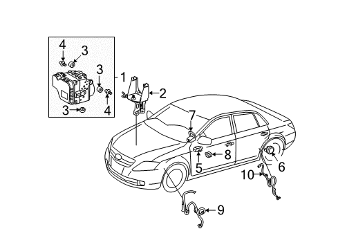 2007 Toyota Avalon ABS Components Actuator Assembly Bracket Diagram for 44590-07020