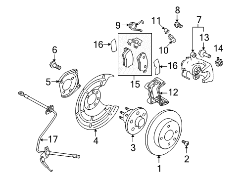 2008 Saturn Astra Rear Brakes Plate, Rear Brake Backing Diagram for 13173019