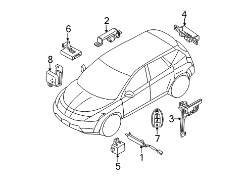 2007 Nissan Murano Keyless Entry Components Antenna-Smart Keyless, Room Diagram for 285E5-C9960