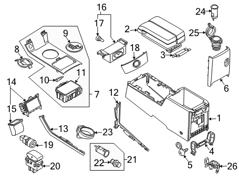 2008 Infiniti FX35 Console Finisher-Console Diagram for 68410-CL75A