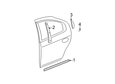2001 Plymouth Neon Exterior Trim - Rear Door Molding-B Pillar Diagram for 5303584AB