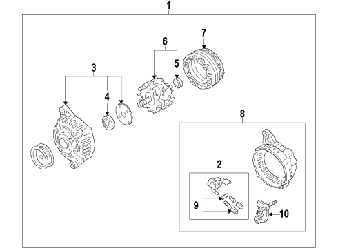 2012 Nissan Cube Alternator STATOR Assembly Diagram for 23102-ED01A