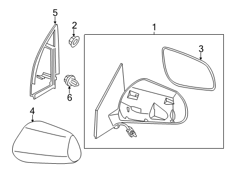 2013 Nissan Juke Outside Mirrors Glass - Mirror, LH Diagram for 96366-1FC0A