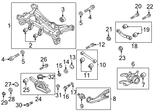 2016 Kia Sportage Rear Suspension Components, Lower Control Arm, Stabilizer Bar Bush-Rear Trailing Arm Diagram for 552752S800