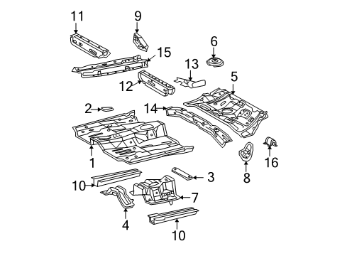 2007 Toyota Corolla Pillars, Rocker & Floor - Floor & Rails Front Floor Pan Diagram for 58111-12902