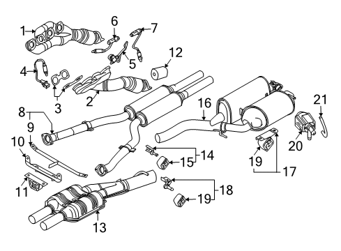 2005 BMW 545i Powertrain Control Centre Muffler Diagram for 18307525637