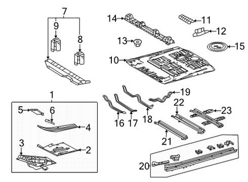 2021 Toyota Sienna Floor & Rails Center Floor Pan Drain Plug Diagram for G929N-52010