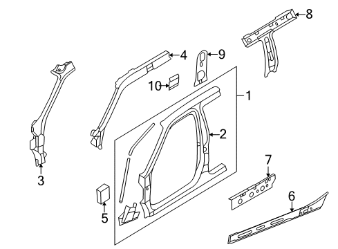 2001 Infiniti QX4 Center Pillar, Hinge Pillar, Rocker, Uniside INSULATOR Tube Diagram for 67860-35F00