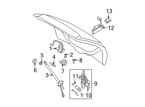 2008 Ford Edge Lift Gate Handle, Outside Diagram for 7A1Z-13508-APTM