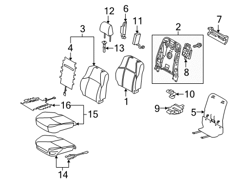 2015 Lexus GX460 Passenger Seat Components Pad Sub-Assembly, Front Seat Diagram for 71501-60540