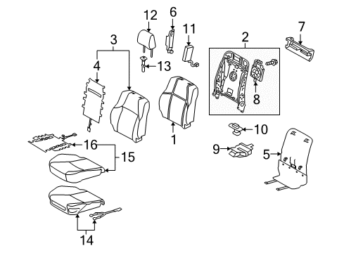 2017 Lexus GX460 Passenger Seat Components Front Seat Back Cover Sub-Assembly, Right (For Separate Type) Diagram for 71073-60B00-C2