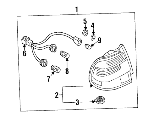 2001 Infiniti Q45 Bulbs Body Assembly - Combination LMP, RH Diagram for 26554-3H025