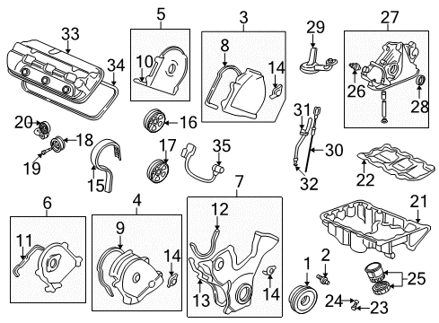 2001 Acura CL Engine Parts, Mounts, Cylinder Head & Valves, Camshaft & Timing, Oil Pan, Oil Pump, Crankshaft & Bearings, Pistons, Rings & Bearings Dipstick, Oil Diagram for 15650-PGE-A01
