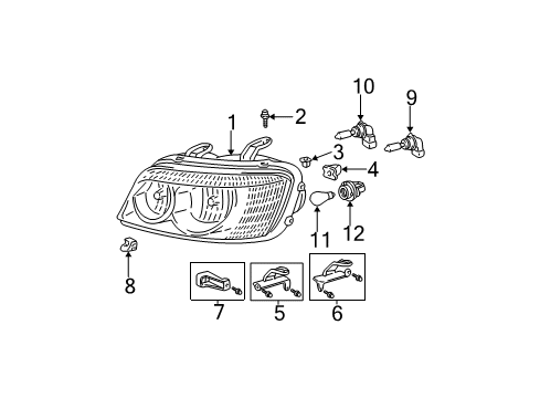 2003 Toyota Highlander Bulbs Repair Bracket Diagram for 81197-48010