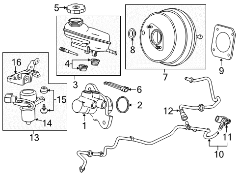 2022 Chevrolet Camaro Dash Panel Components Master Cylinder Reservoir Diagram for 84614718