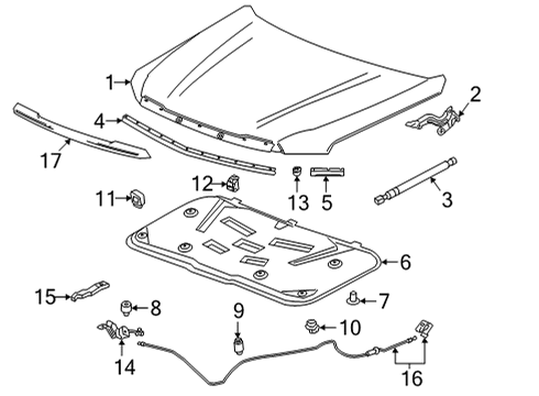 2022 GMC Yukon XL Hood & Components Release Cable Diagram for 84738643