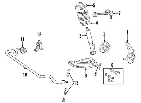 2009 Ford Expedition Front Suspension Components, Lower Control Arm, Upper Control Arm, Stabilizer Bar Front Hub & Bearing Diagram for 7L1Z-1104-F