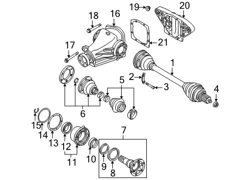 1995 BMW 740iL Axle & Differential - Rear Differential Carrier Third Member Diagram for 33101428580