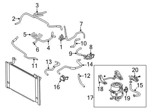 2005 Toyota Prius Heater Core & Control Valve By-Pass Hose Diagram for 16261-21060