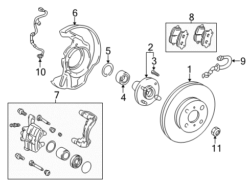 2003 Toyota Corolla Anti-Lock Brakes Front Pads Diagram for 04465-02070