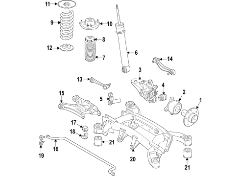 2019 BMW X6 Rear Suspension Components, Lower Control Arm, Upper Control Arm, Ride Control, Stabilizer Bar Additional Damper, Rear, W/ Prot. Tube Diagram for 33536865130