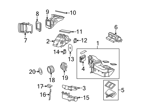 2007 Ford Freestar Blower Motor & Fan Heater Core Diagram for H2MZ-18476-S