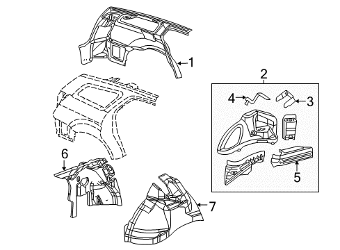 2005 Dodge Magnum Inner Structure - Quarter Panel Panel-Rear WHEELHOUSE Diagram for 4780916AF