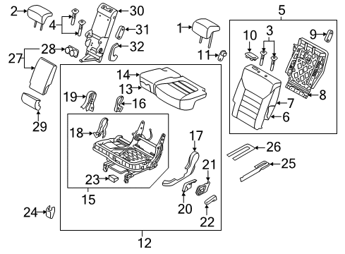 2017 Kia Sorento Second Row Seats Rear Seat Armsest Cup Holder Assembly Diagram for 89925C6300BGG