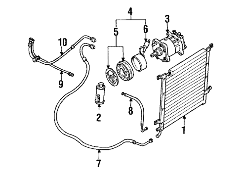 1987 Jeep Wrangler A/C Condenser, Compressor & Lines COMPRES0R-Assembly A/C Diagram for 4798258