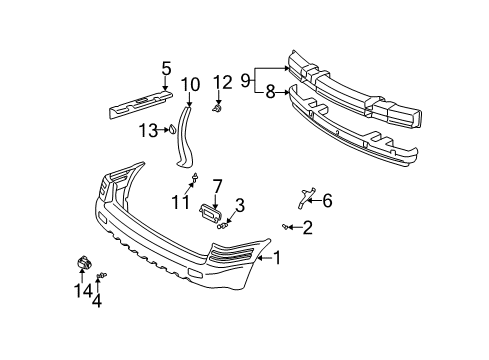 2002 Pontiac Montana Rear Bumper Shield Asm-Rear Bumper Fascia Splash Diagram for 10306009