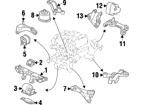 1997 Acura TL Engine & Trans Mounting Bracket Assembly, Left Front Stopper Diagram for 50854-SZ5-010