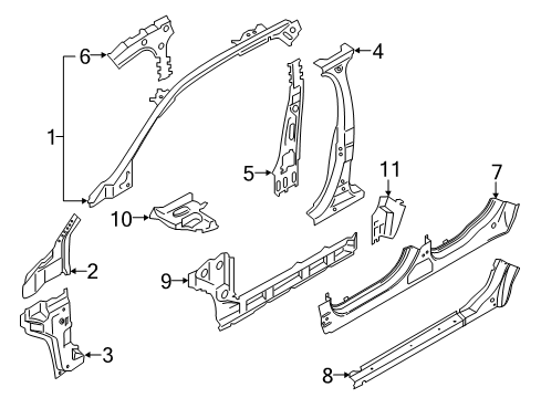 2015 Ford Edge Center Pillar & Rocker, Hinge Pillar Inner Rocker Diagram for F2GZ-5810111-A