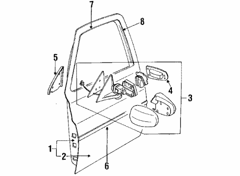 1990 Infiniti Q45 Front Door ACTUATOR Assembly-Mirror, L Diagram for 96368-60U10