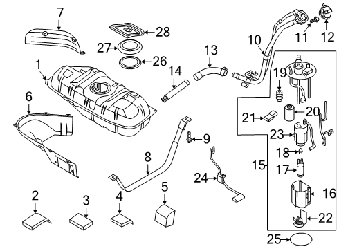 2021 Kia Soul Fuel System Components Fuel Pump Assembly Diagram for 31120K0500