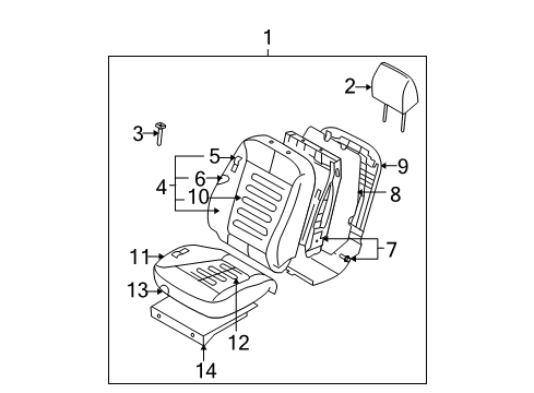 2008 Hyundai Santa Fe Front Seat Components Cover Assembly-Front Seat Back Diagram for 88370-0W000-J4R