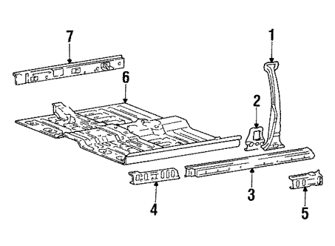 1994 Hyundai Excel Center Pillar & Rocker Moulding-Side Sill Rear, LH Diagram for 87765-24000