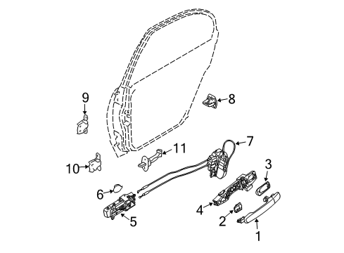 2004 Nissan Maxima Door & Components Rear Right Driver Door Lock Actuator Diagram for 82500-7Y00A