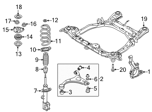 2011 Kia Sorento Suspension Components, Lower Control Arm, Stabilizer Bar Front Spring Pad, Upper Diagram for 54623-1U000
