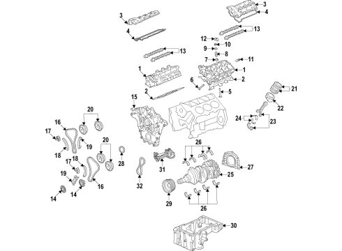 2020 Lincoln Aviator Engine Parts, Mounts, Cylinder Head & Valves, Camshaft & Timing, Variable Valve Timing, Oil Cooler, Oil Pan, Oil Pump, Crankshaft & Bearings, Pistons, Rings & Bearings Piston Diagram for L1MZ-6108-B