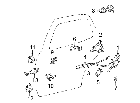 2004 Toyota Sequoia Rear Door Handle, Outside Diagram for 69230-34020-B1