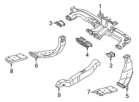 2020 Hyundai Santa Fe Ducts Duct Assembly-Side Air Vent, RH Diagram for 97490-S2000-VCS