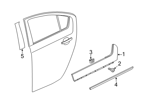 2011 Chevrolet Volt Exterior Trim - Rear Door Upper Molding Diagram for 22959677