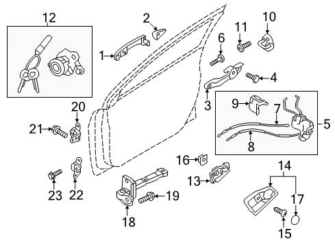 2015 Hyundai Accent Front Door Door Handle Assembly, Exterior, Right Diagram for 82661-1R050
