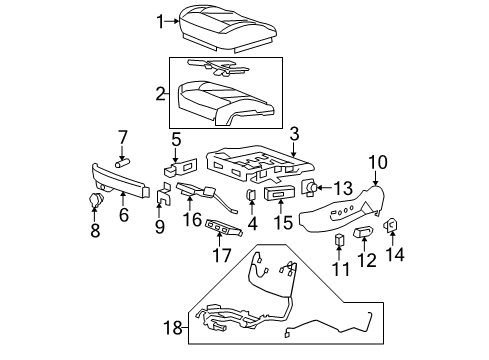 2011 Cadillac DTS Power Seats Cushion Frame Bracket Diagram for 15822929