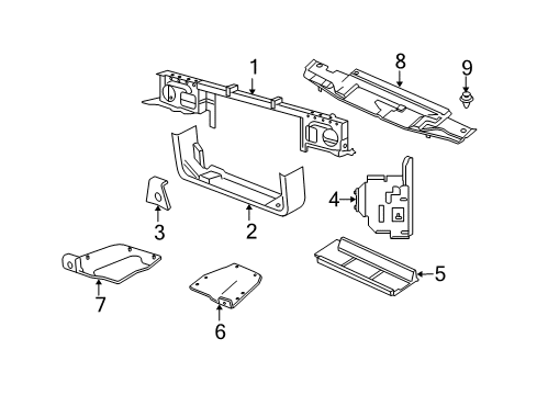 2008 Mercury Grand Marquis Radiator Support Lower Tie Bar Diagram for 6W1Z-8125-A