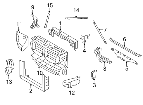 2011 BMW 750Li xDrive Radiator Support Cover, Module Carrier Diagram for 17117639066