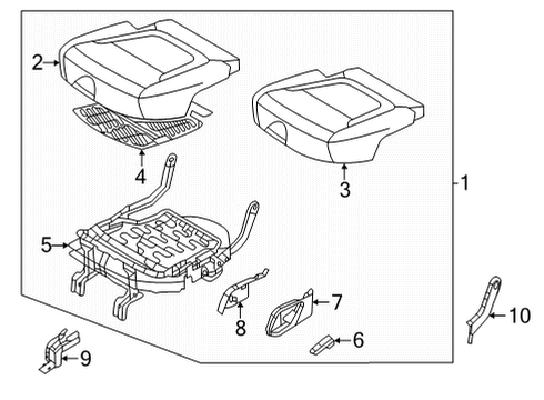 2022 Hyundai Tucson Rear Seat Components PAD ASSY-REAR SEAT CUSHION, LH Diagram for 89150-CW010