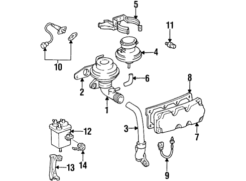 1993 Toyota Supra EGR System EGR Valve Diagram for 25620-46061