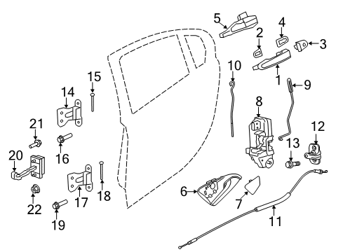 2015 Chevrolet Caprice Rear Door - Lock & Hardware Lock Cable Diagram for 92254124